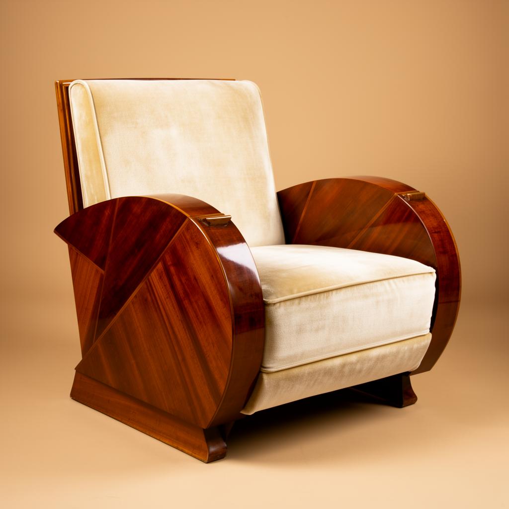 Fauteuil Club en Acajou Verni